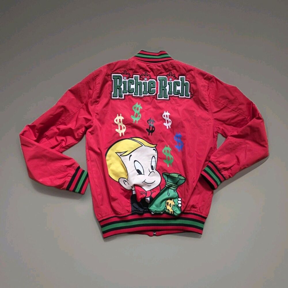 Richie Rich Bomber Jacket Men’s Size Medium Cartoon Graphic Streetwear Y2K Bling